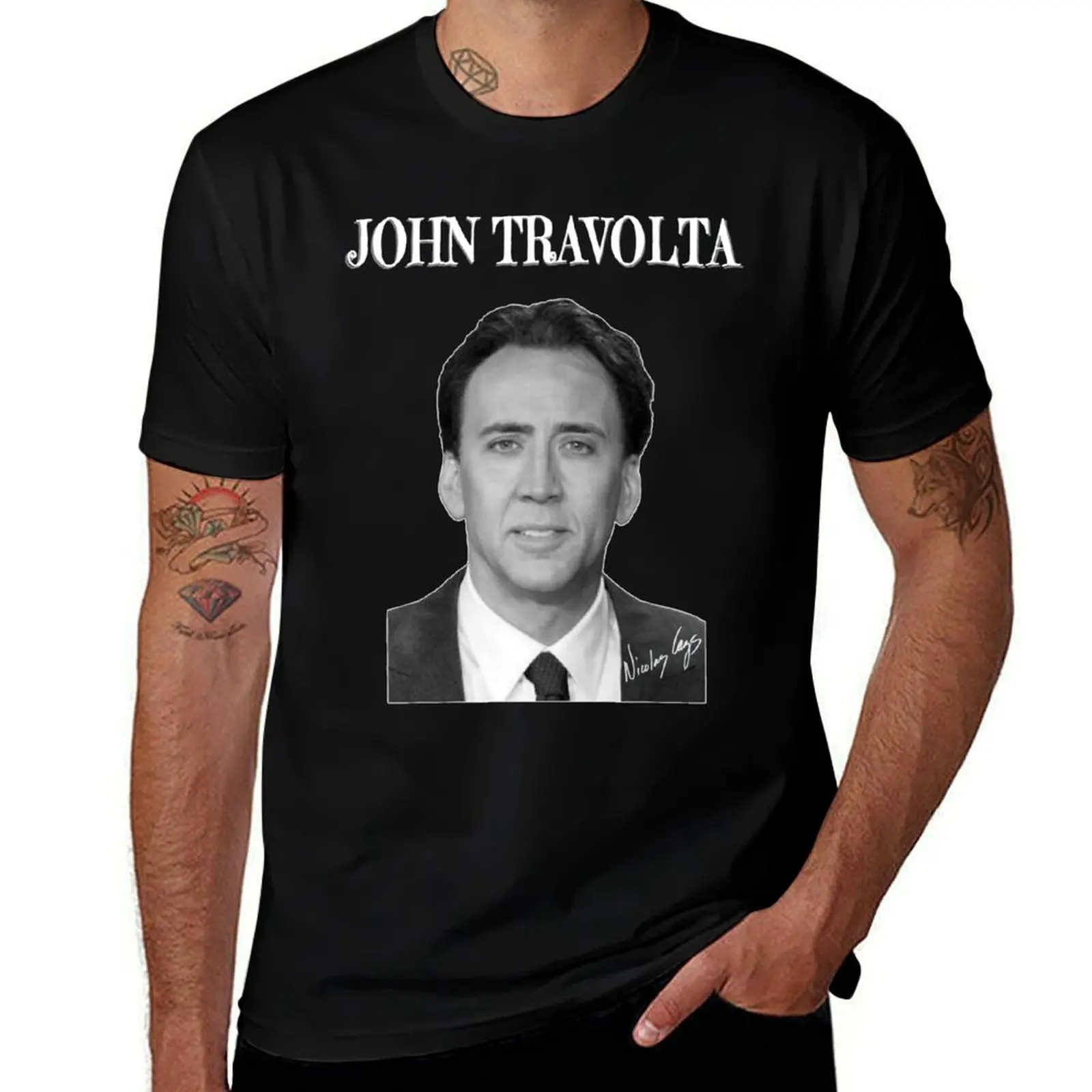 

Nicholas Cage as John Travolta - Nicolas Cage - Nick Cage - Nic T-Shirt man t shirt graphic