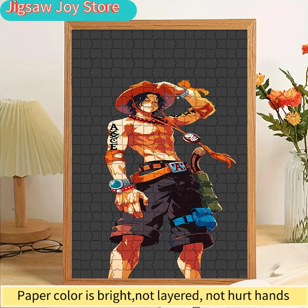 

One Piece Portgas D. Ace Classic Cowboy Hat Outfit Dark Gray Background Art Paper Jigsaw Puzzle, Anime Fire Fist Pirate Brotherl
