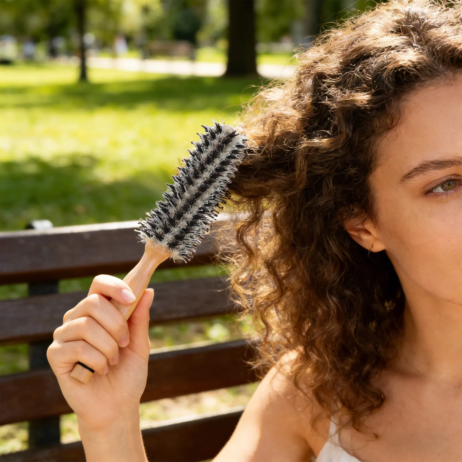 

3Pcs Round Curling Brush Set Natural Boar Bristle Wooden Handle for Curly Fine Short Thick Hair Portable Travel Hair Styling