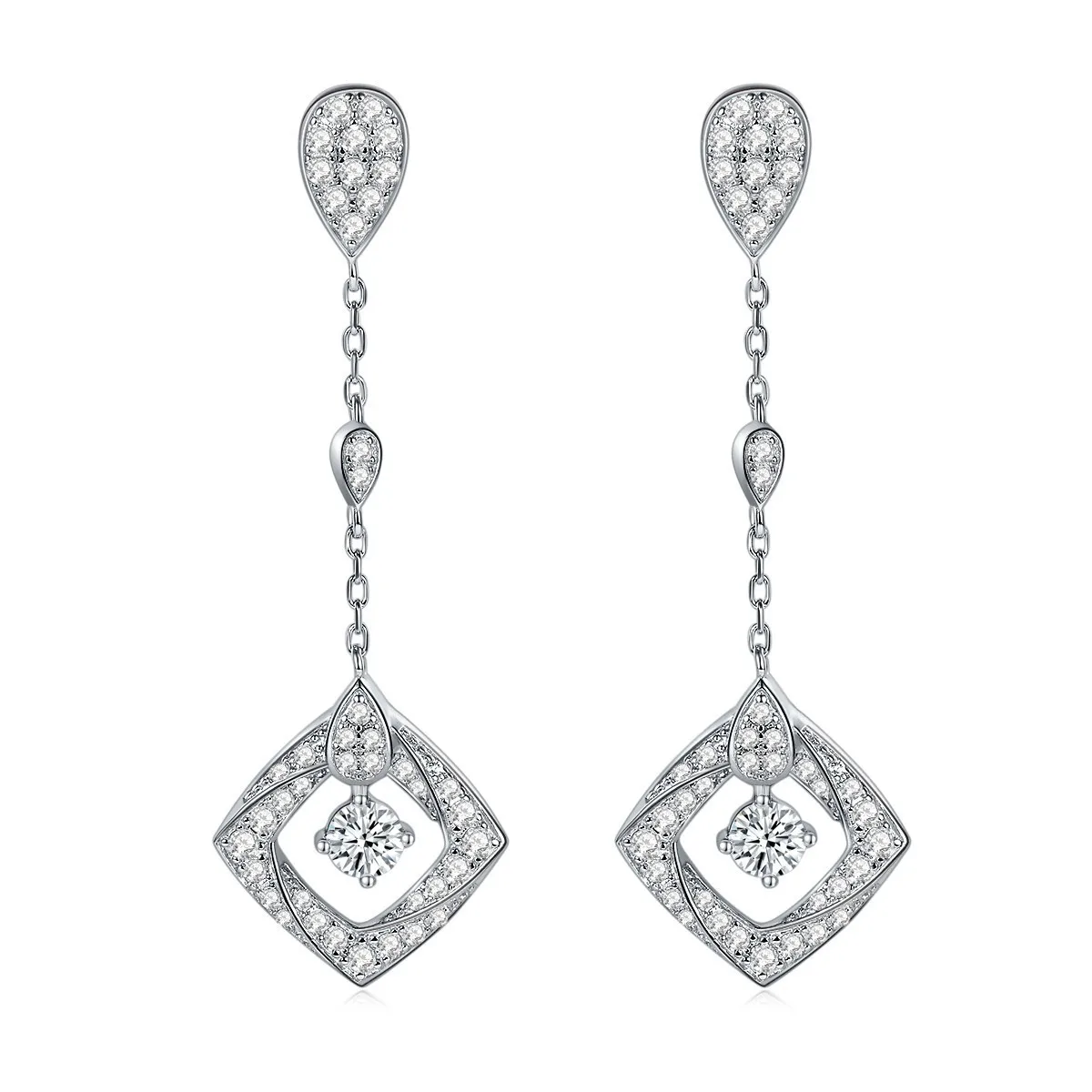 

EM4015 Lefei Fashion Trend Classic Luxury Moissanite Fine Design Dange Square Earring Charm Women Silver 925 Party Jewelry Gift
