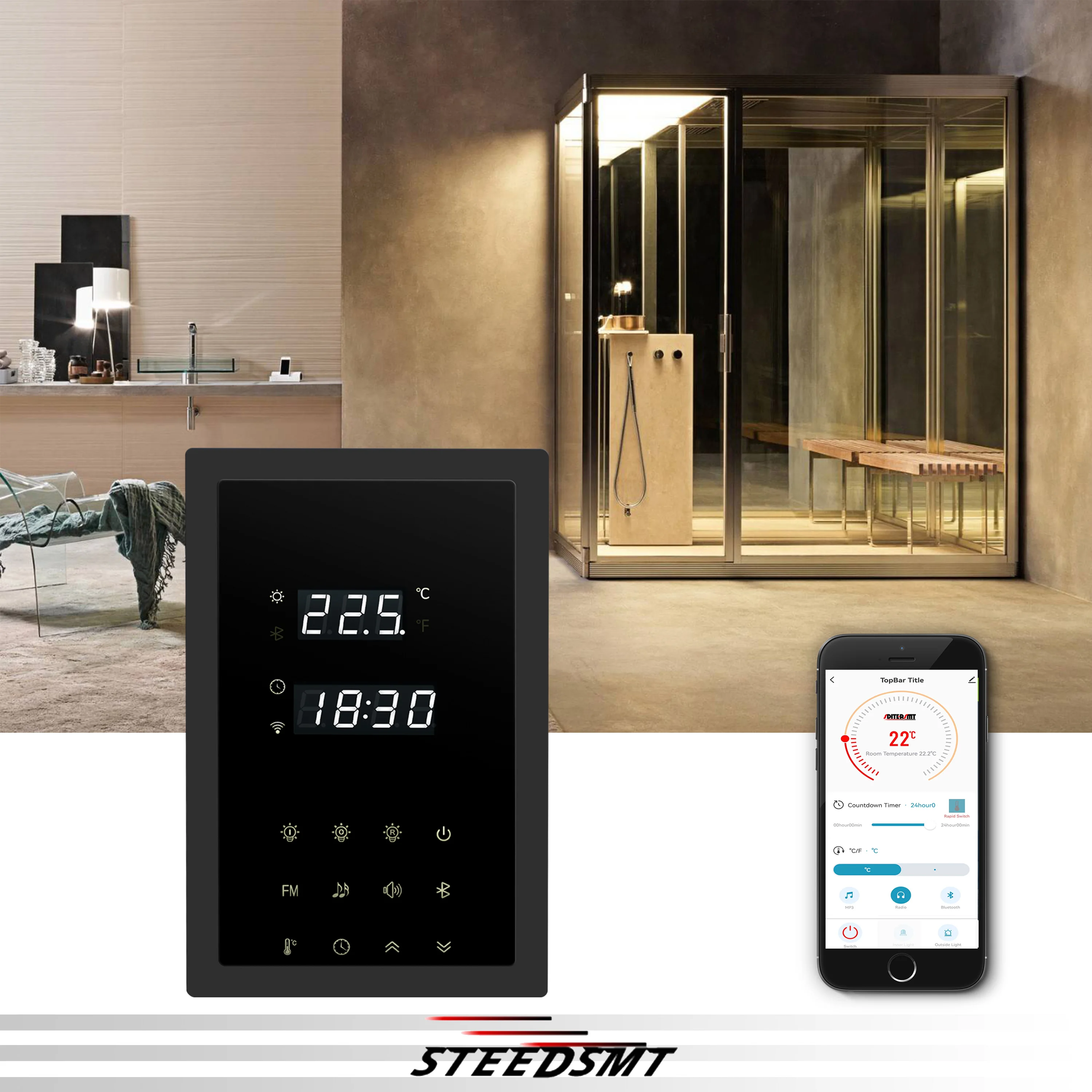 WIFI Sauna Multifunctional Control Panel for High-Power Heating Through AC Contactor 4.5KW/9.0KW/11kW/18KW