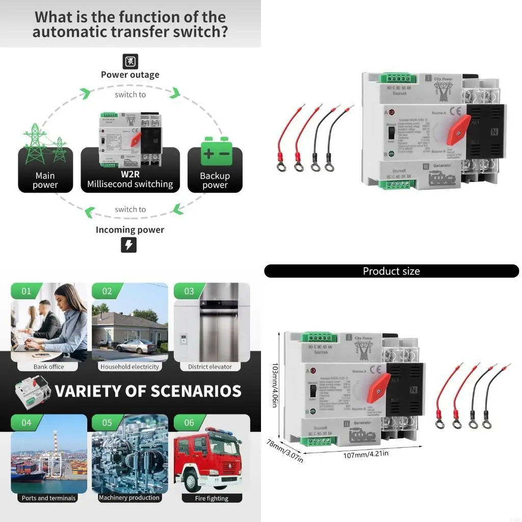 

100A 2P Double Power -переключатели DIN Controller Outing L5BE