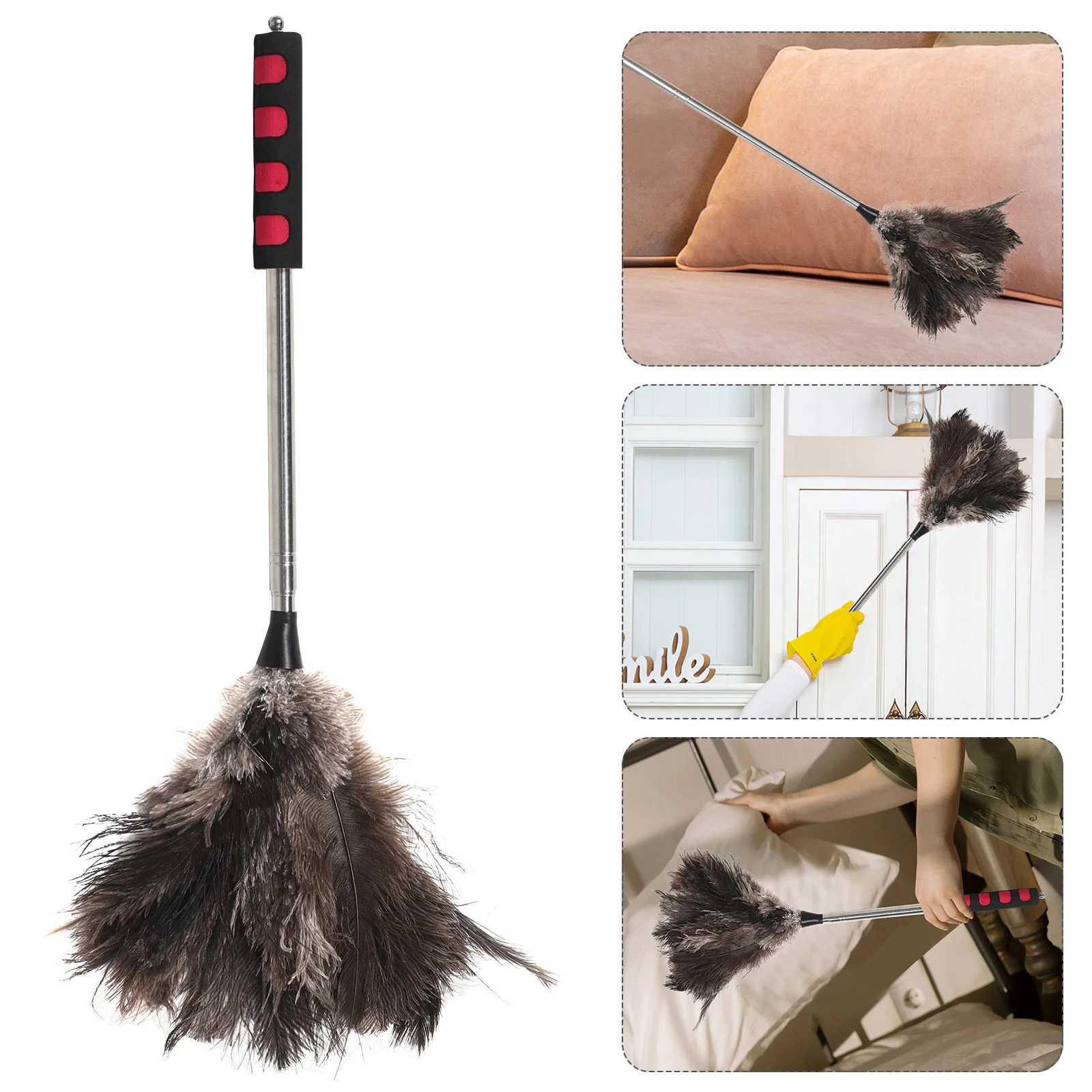 

Reusable Ostrich Duster Telescoping Handle Extendable Lightweight Cleaning Tool For Ceiling Fans High Ceilings