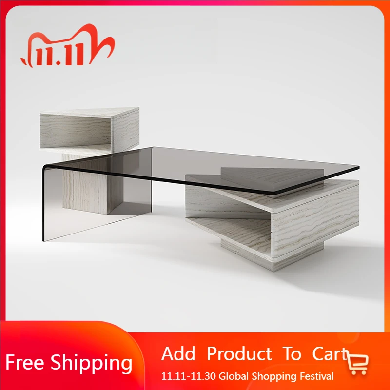 

Дизайнерский итальянский журнальный столик Мраморный водонепроницаемый качественный дизайн Журнальный столик Прозрачный креативный Mesa Вспомогательная мебель для патио