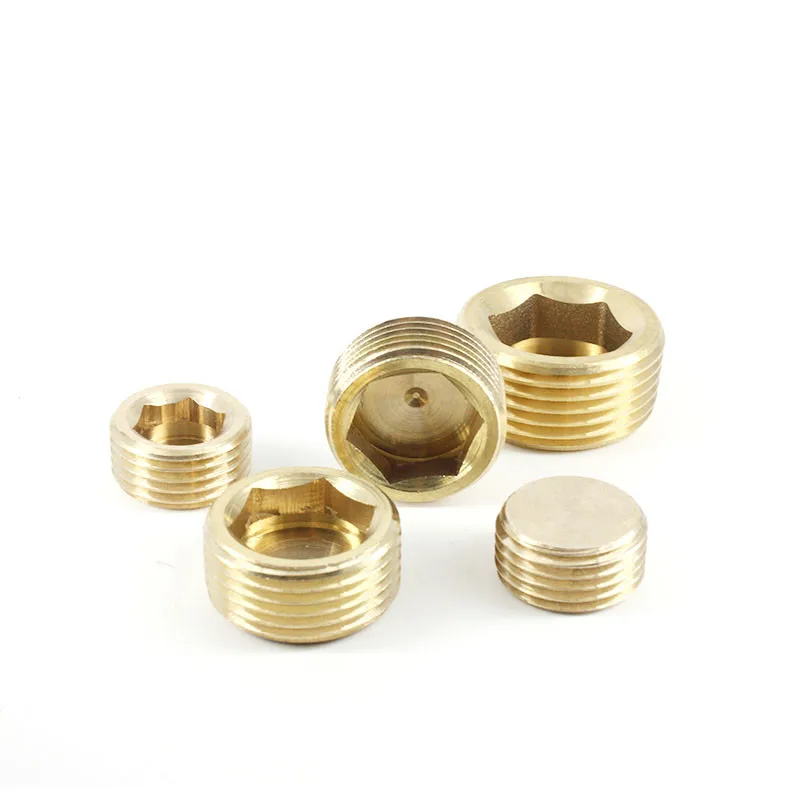 1/8 1/4 3/8 1/2 3/4 Male Female Thread Brass Pipe Hex Head End Cap Plug Fitting Quick Connector Brass Universal Faucet Adapter