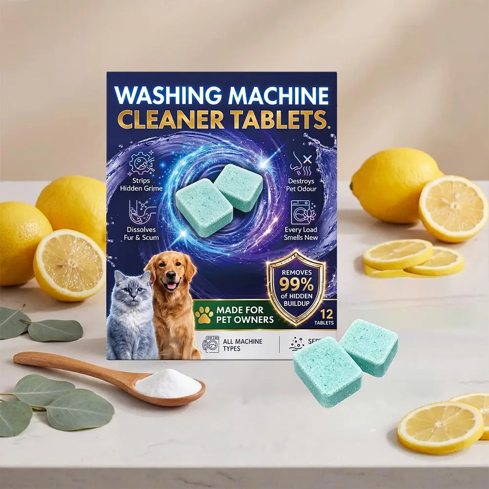 12PCS Washing Machine Cleaner For Pet Owner Eliminating Pet Odors Remove Pet Hair Cleaning Washing Machine Slots Cleaning Tablet