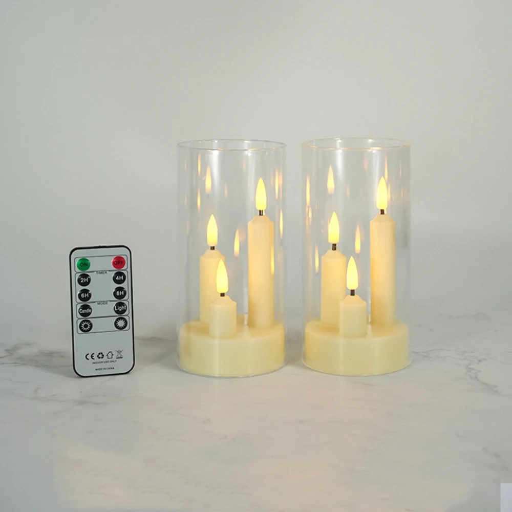 

Flameless 3 in 1 LED Electronic Candles Lights with Remote Timer Battery Operated Flickering Lamp for Christmas Wedding Party