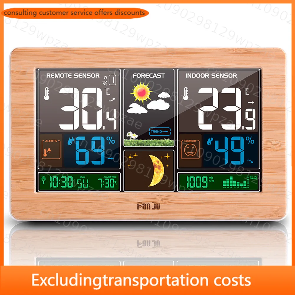 Large  Weather Station Thermometer Hygrometer Barometer Digital Clock Outdoor Sensor Tools Smart Weather Station