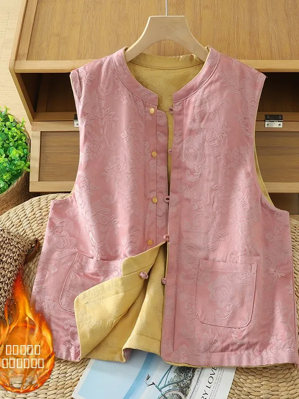 

Thiened Double-Sided Wearable Warm Cotton Vest Stand Collar Versatile Brand New Winter Chinese Sle Faionable Women's Ja...