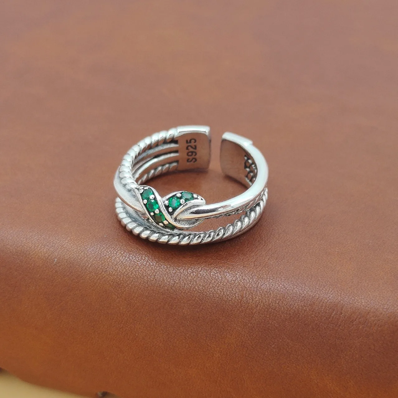 

Trendy winding multi-layer ring, female niche design, index finger personalized opening s925 pure silver ring