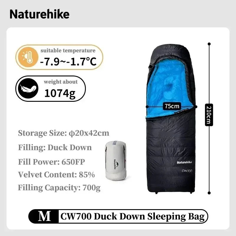 Naturehike CW700 Sleeping Bag Ultralight Winter Duck Down Sleeping
