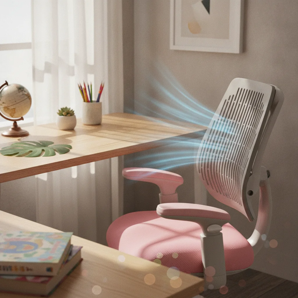 Adjustable Study Chair Padded Seat Kids Desk Chair Posture Support Armrests for Students