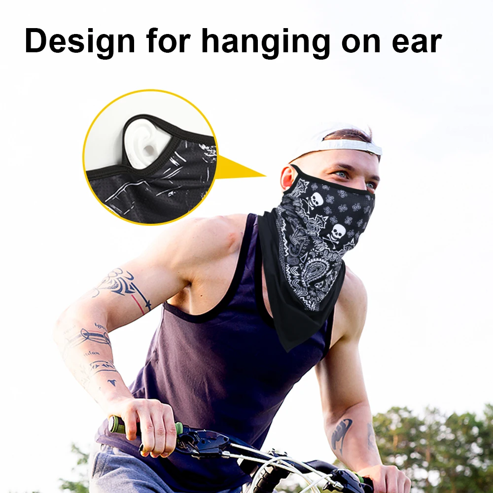 3D Headband Skull Neck Gaiter Tube Scarves Hanging Ear Cover Scarf Breathable Windproof Sun Face Mask Quick Dry Bandana Headwear