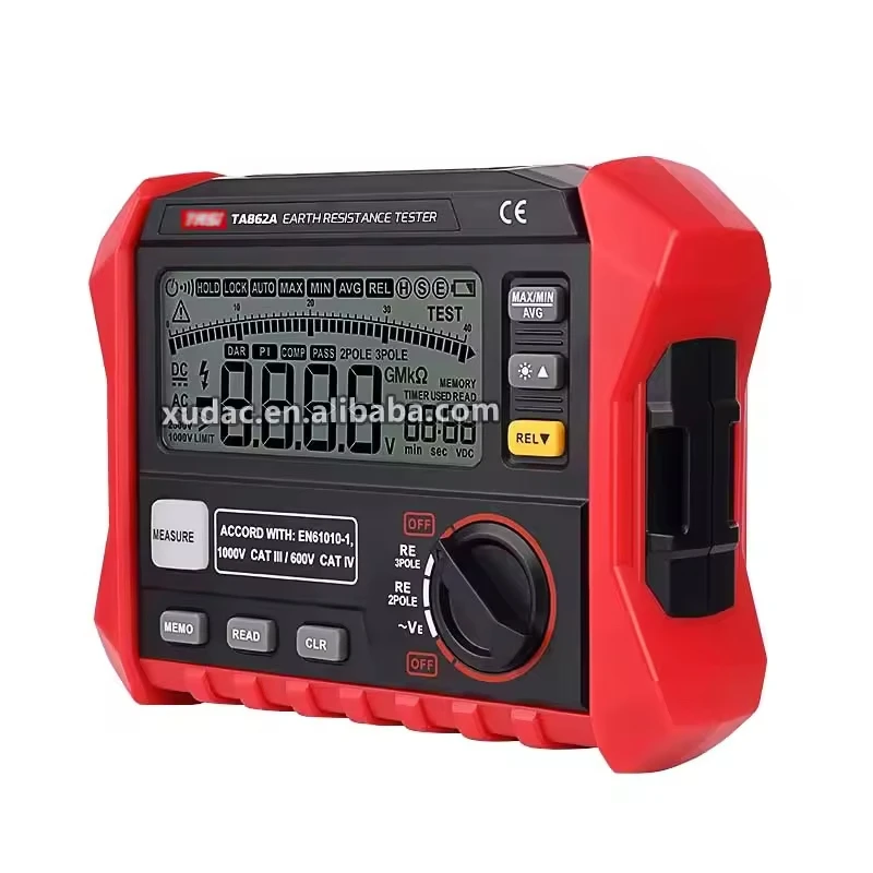 Grounding Resistance Meter TA862A High Precision Digital Display Ground Resistance Shake Meter for Measuring Grounding Voltage