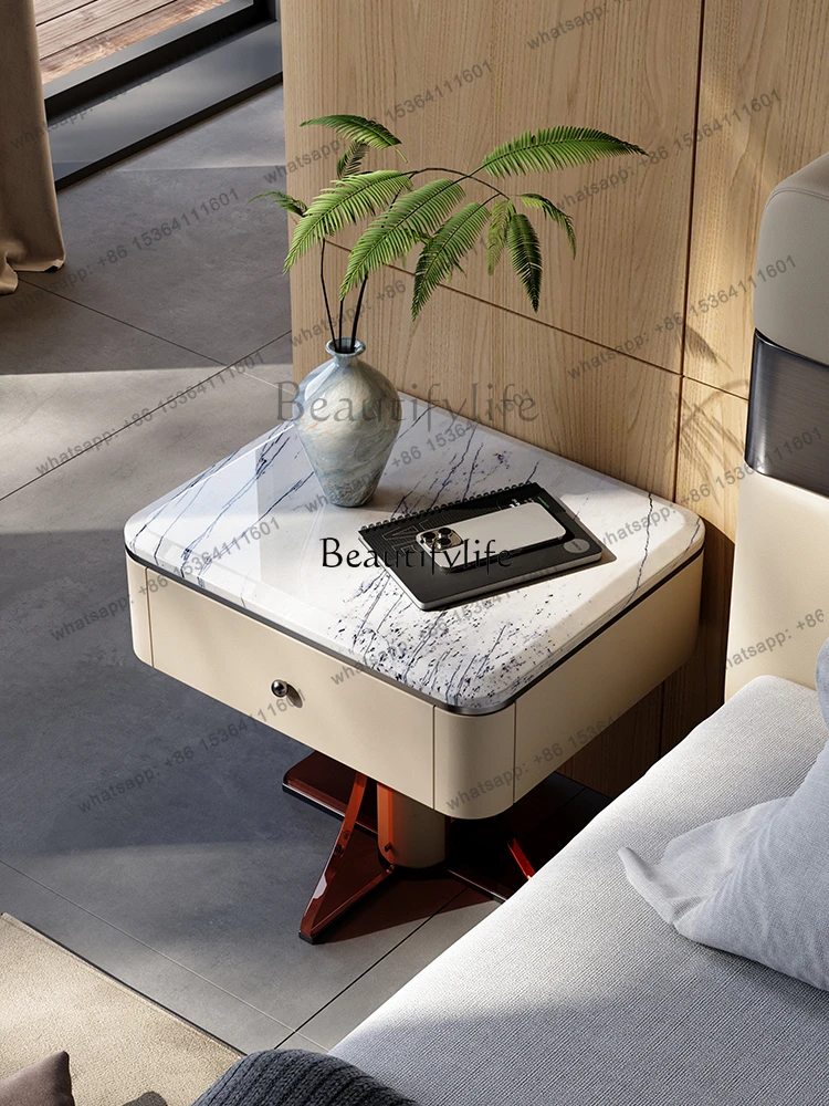 56Light Luxury High-Grade Luxury Stone Bedside Table
