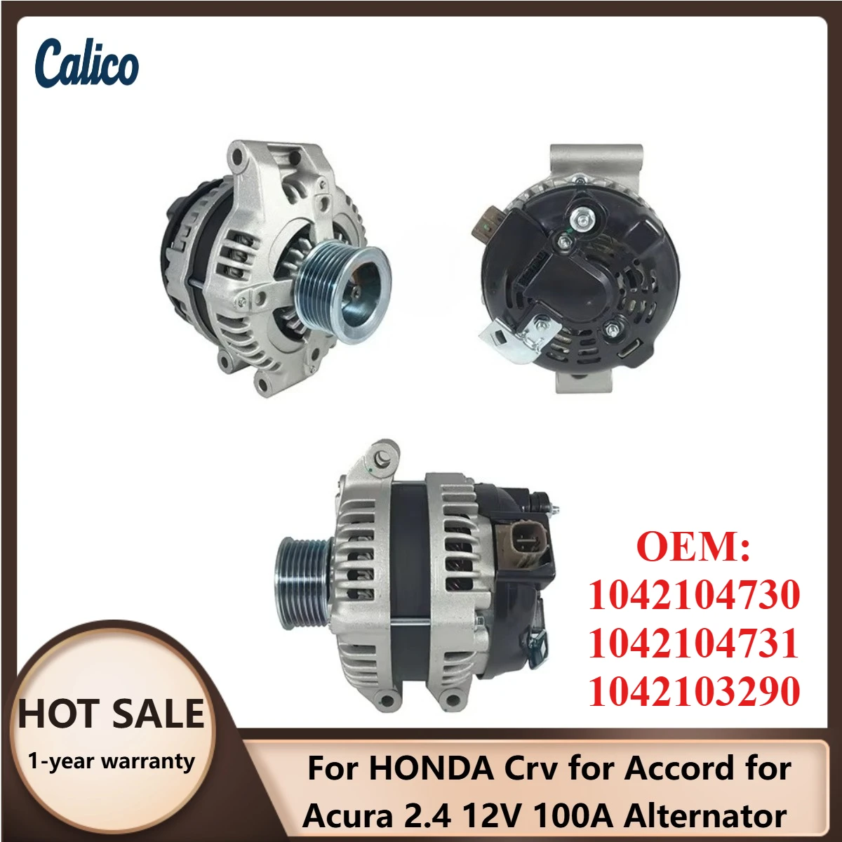 

High Cost-effective Suitable for HONDA Crv for Accord for Acura 2.4 12V 100A Alternator 1042104730 1042104731 1042103290