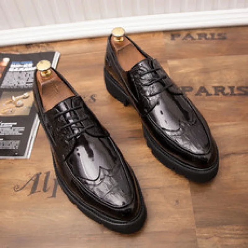 Zapatos Derby clásicos Retro para hombre, zapatos planos de cuero con punta cuadrada, adecuados para oficina, boda y exteriores