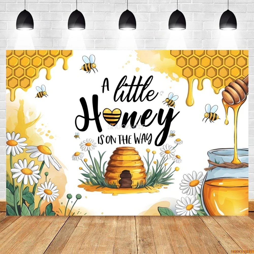 Sweet Honey Bee Backdrop Newborn Baby Shower Kids Birthday Party Portrait Custom Photography Background Decor Banner Photostudio
