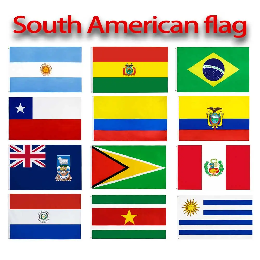3x5fts South American flag National Flags Colombia Argentina Brazil Chile Ecuador Guyana Peru Paraguay Suriname Uruguay
