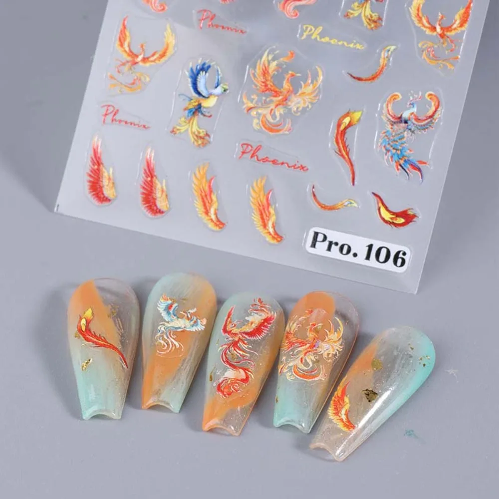 Phoenix Dragon Nail Stickers Nail Accessories Manicure Ornaments Dragon Nail Decals Nail Supplies Chinese Character