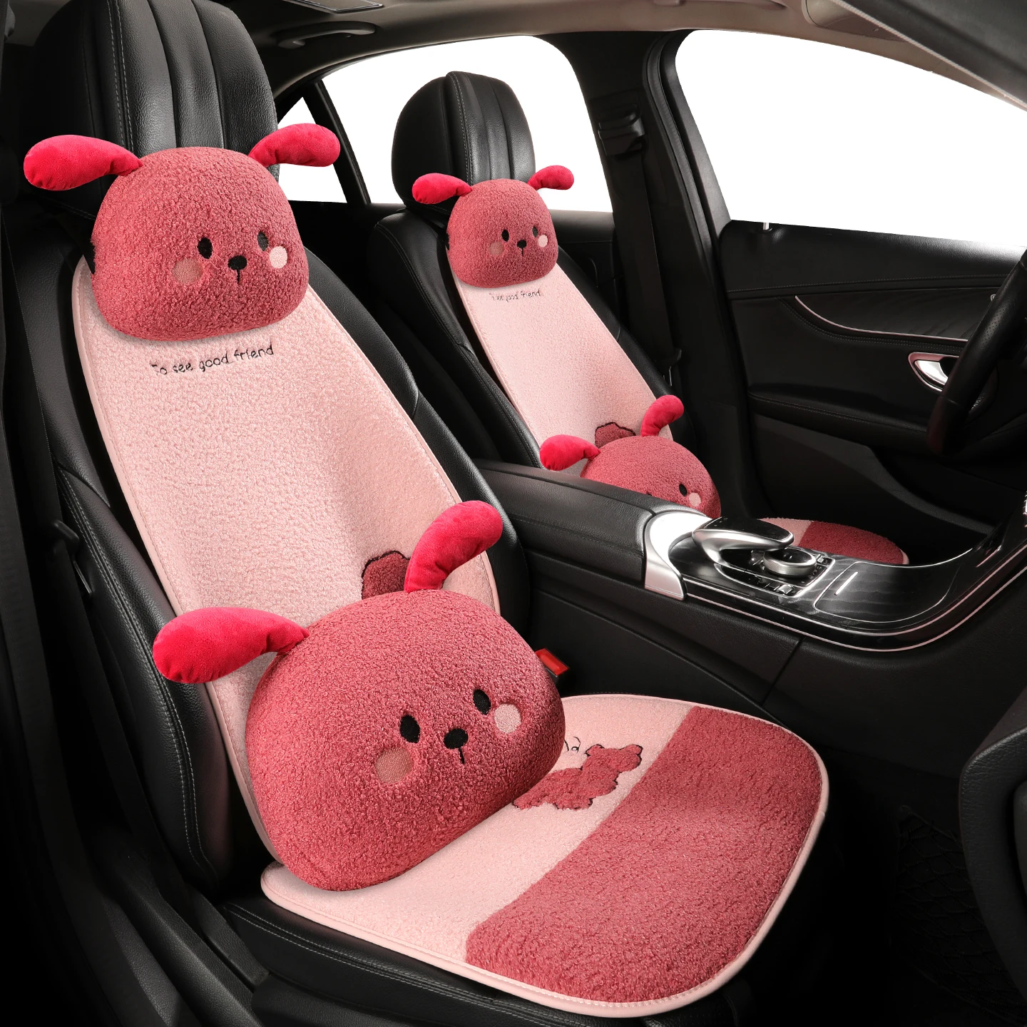 Housse de siège de voiture en cuir PU, chiot drôle, tissu polaire d'automne, chaud, confortable, Installation rapide, convient à la plupart des voitures, nouvelle collection 2025