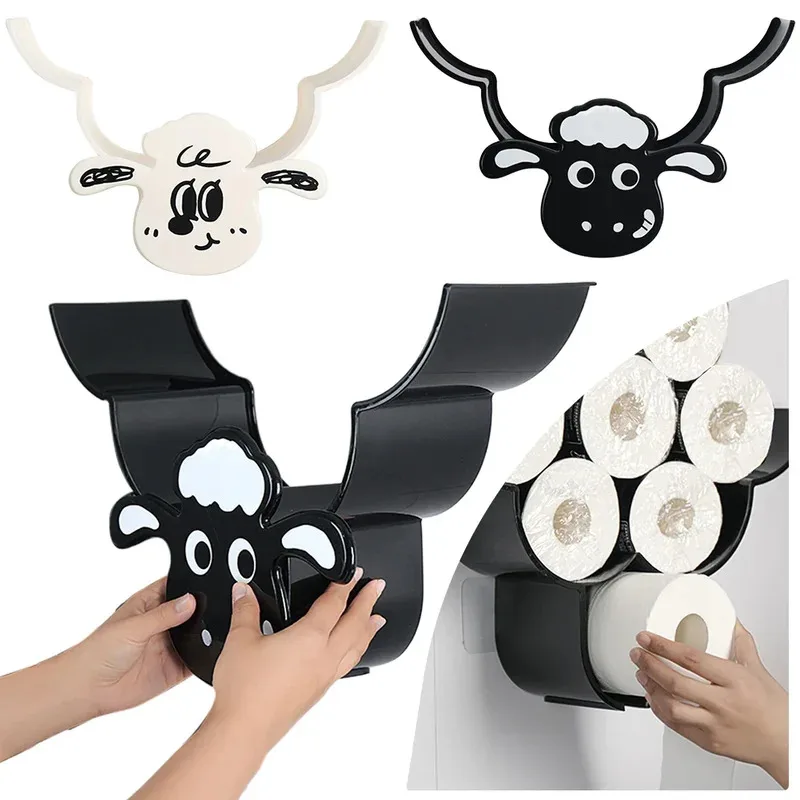 Montado na parede de armazenamento de papel & organizador ovelhas 7 rolos suporte de papel higiênico decoração do banheiro prateleira tecido banheiro ferragem decorativa
