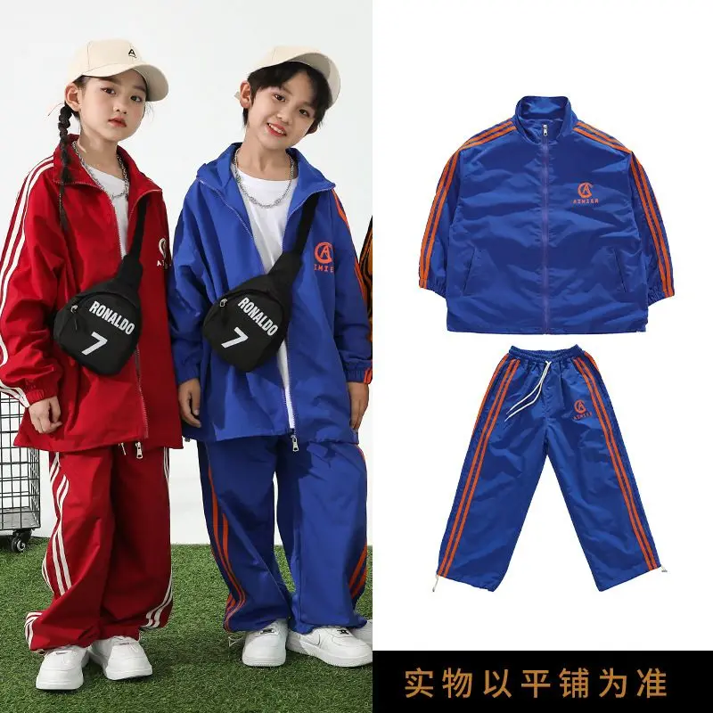 Kids Hip Hop Costume Boys Jazz Dance Clothes Coffee Denim Vest Pants Girls Modern Dance Performance Wear Concert Outfits