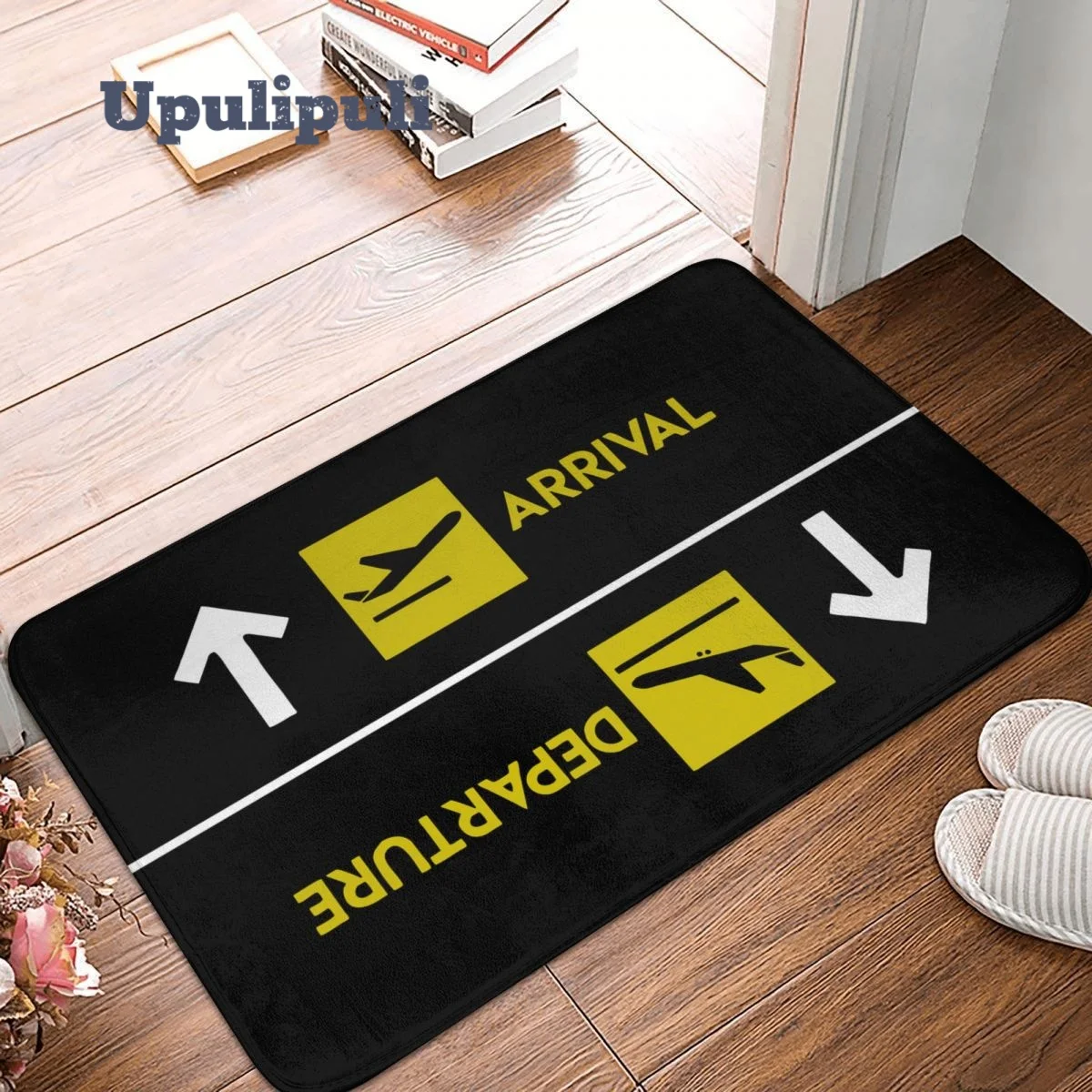 Arrivals Departures The Exit Mat Flannel Rug Non-Slip Airplane Airport Flight Welcome Mats for Living Room Bathroom Balcony Mats