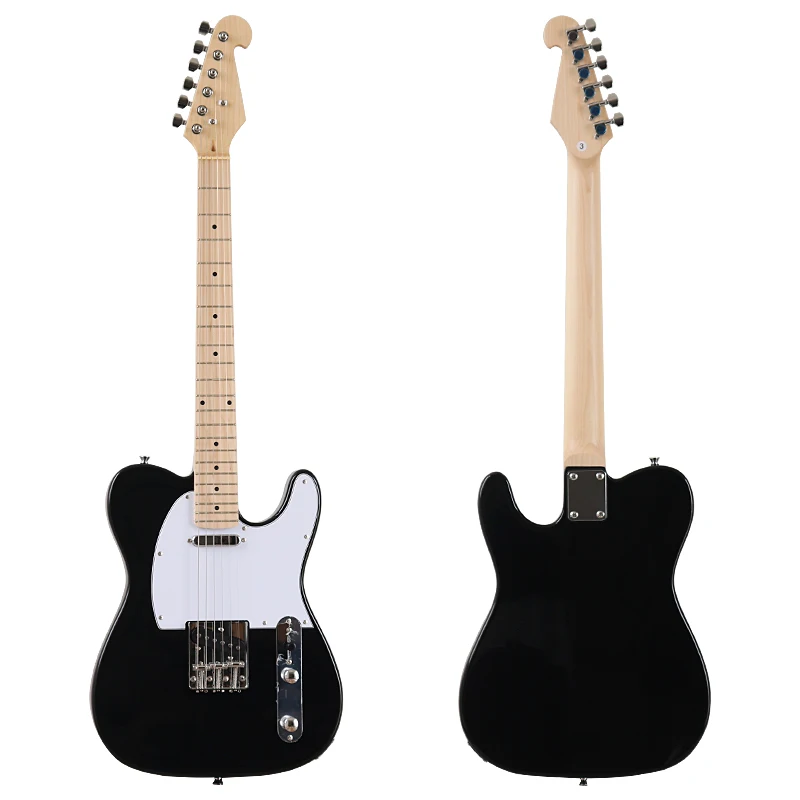 Black Color TL Electric Guitar, 39 Inch, Full Solid Basswood Body, 6 Strings Guitar, High Gloss Finish, 22 Frets