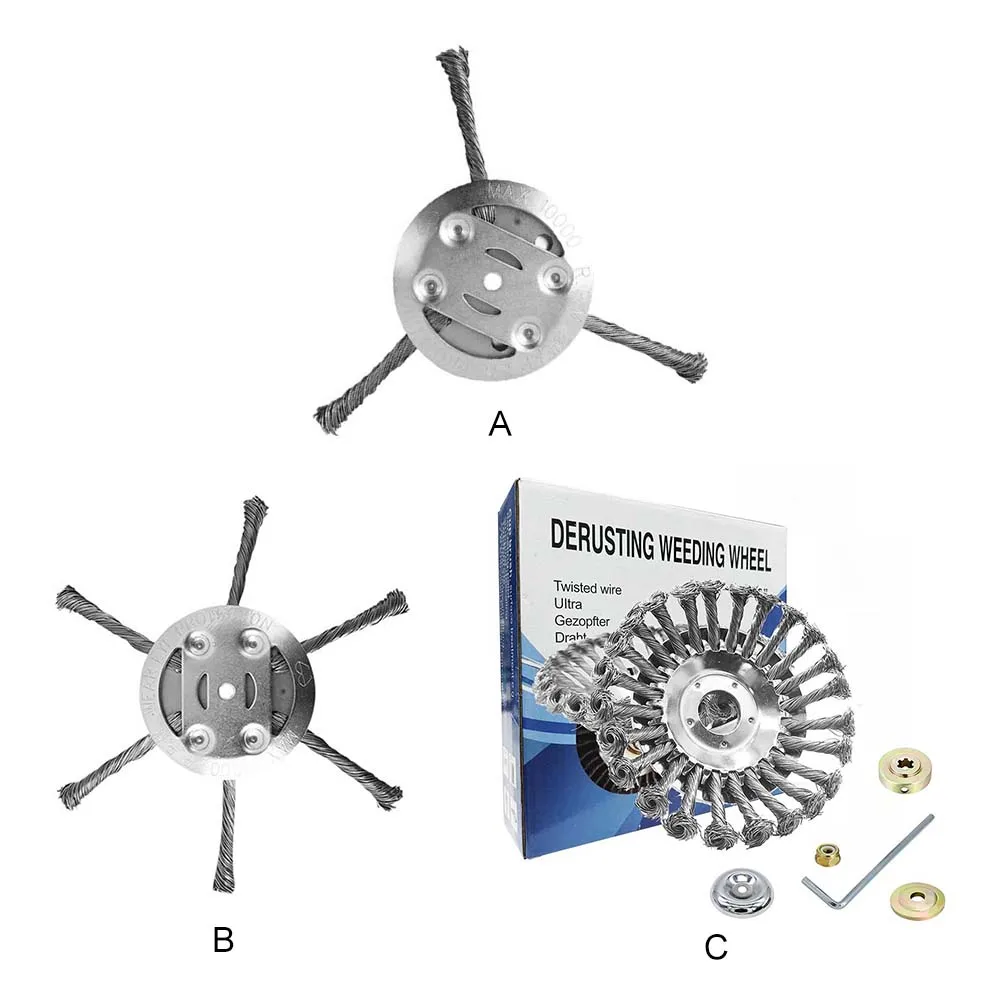 6 بوصة أسلاك الفولاذ آلة تقطيع الفراشي الانتهازي رئيس الاعشاب الآكل رئيس حديقة العشب الانتهازي رئيس لإزالة الصدأ العشب الطحلب