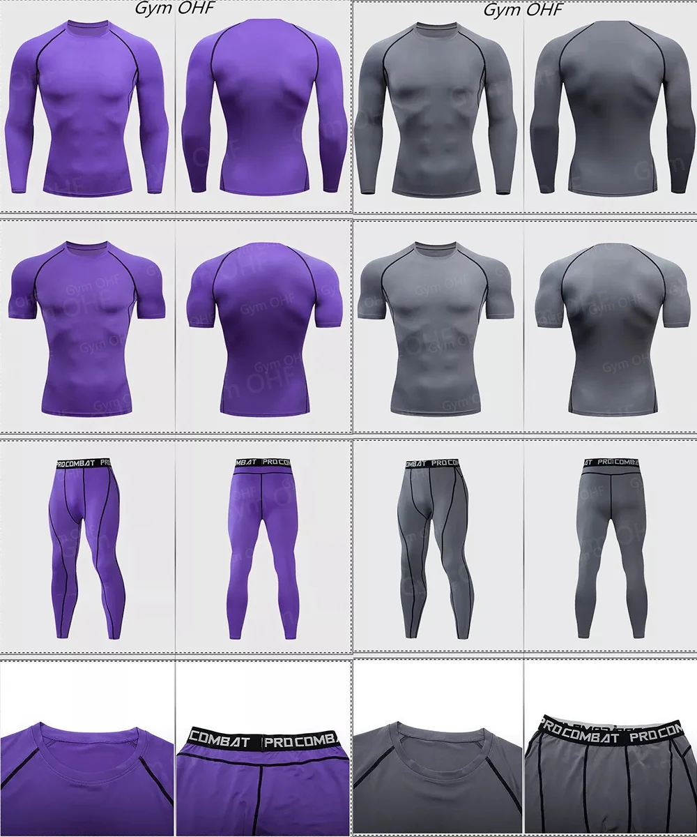 New Men's Short Sleeved T-shirt Compressed Quick Drying Breathable Training Tees Fitness Jujitsu Rashguard Top Gym Sport Shirts