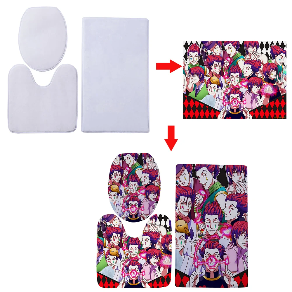 CLOOCL DIY Customized Bathroom Three Piece Set 3D Antislip Toilet Pattern Toilet Seat Cover 3 Piece Bath Mat Rug Drop Shipping