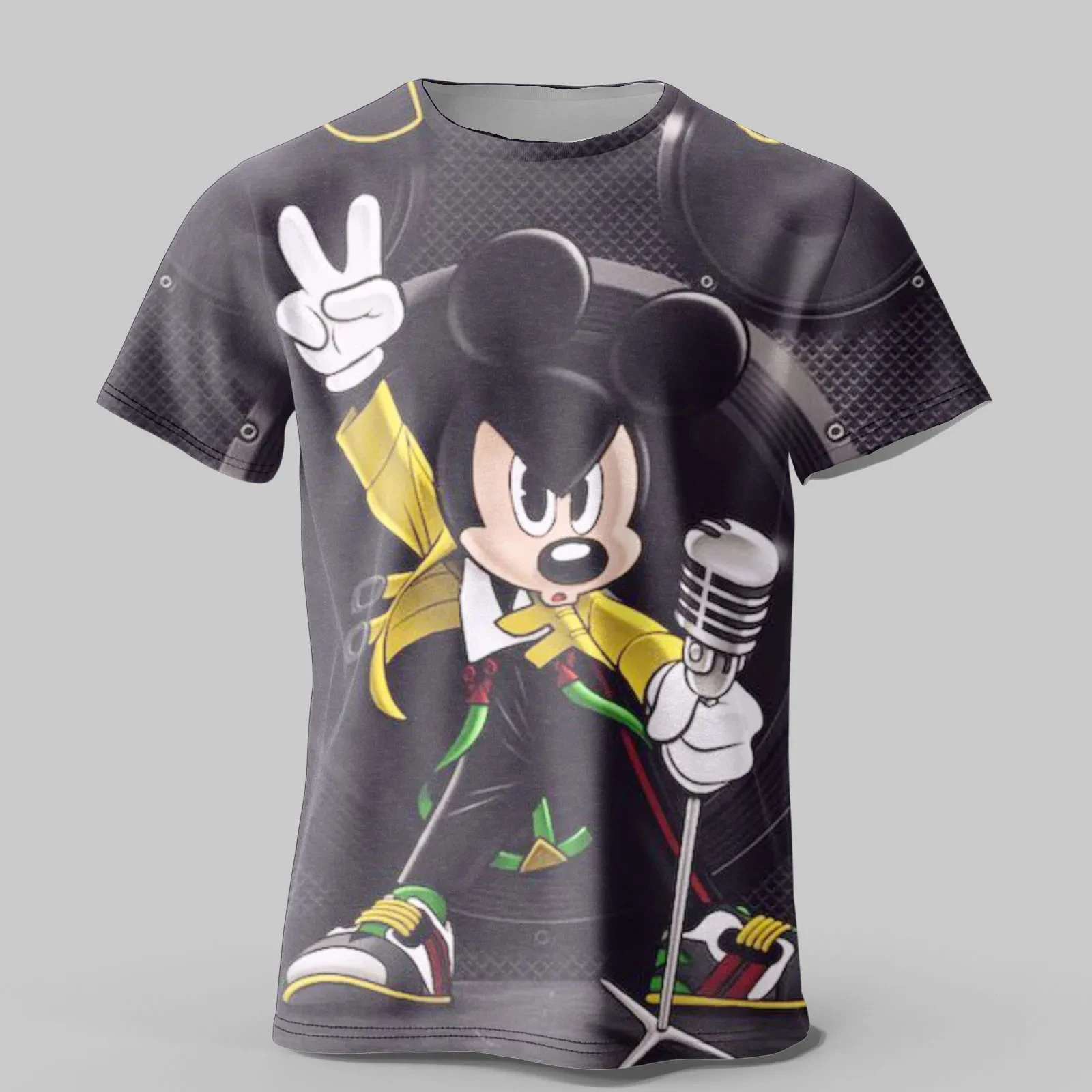 Mickey Mouse Print Children Cool T-shirt Disney Personality Design Casual Clothing Girl Boy Top