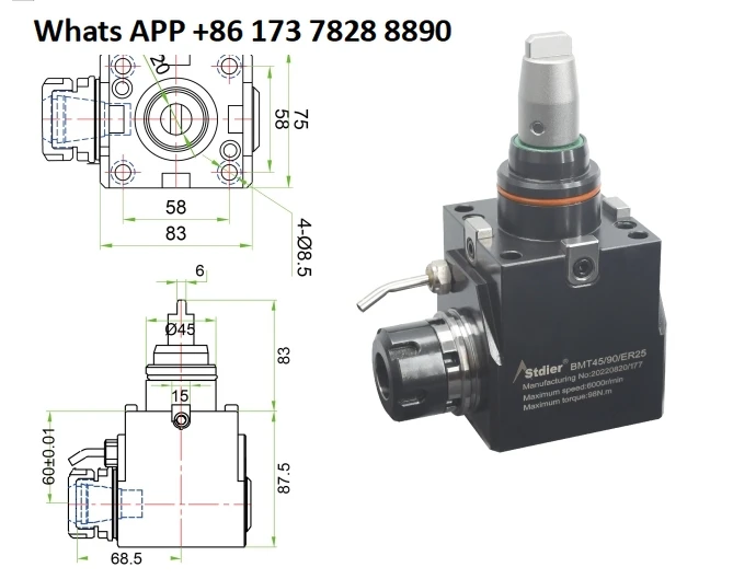 China Power Tool Holders with Living Turret New Condition for CNC Milling Boring Tool Bearing As Core Component BMT45-90LR-ER25