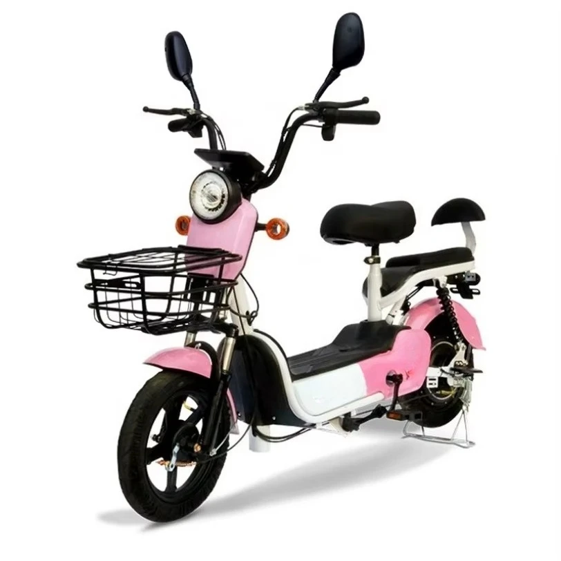 QQA Adult 14-inch electric bicycle with 350W motor, 48V 12Ah lead-acid battery, turn signal and fast mode, inexpensive electric