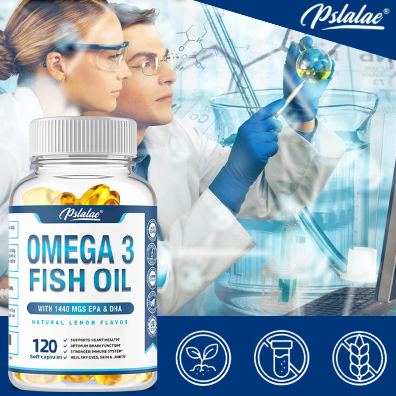 Omega 3 Fish Oil Capsules Benefit Nervous System, Skin and Hair Health, Antioxidants, Easy To Swallow