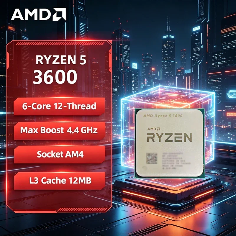 

AMD Ryzen 5 3600 AMD R5 3600 CPU 6-Core 12-Thread 4.4GHz Unlocked Desktop Processor Socket AM4 Gaming CPU Without Package