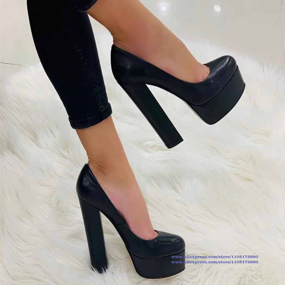 

Platform Chunky Heel Pumps Solid Color Slip On High Heels Elegant Party Dress Shoes Women's Shoes Sandalias De Mujer Verano
