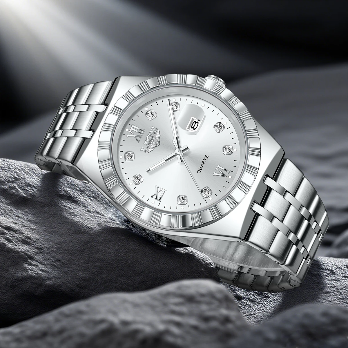 ساعة رجال الأعمال الجديدة LIGE ساعة يد رجالية بسيطة مضيئة بتقويم كوارتز وحزام من الفولاذ المقاوم للصدأ ساعة يد رجالي فاخرة reloj hommes