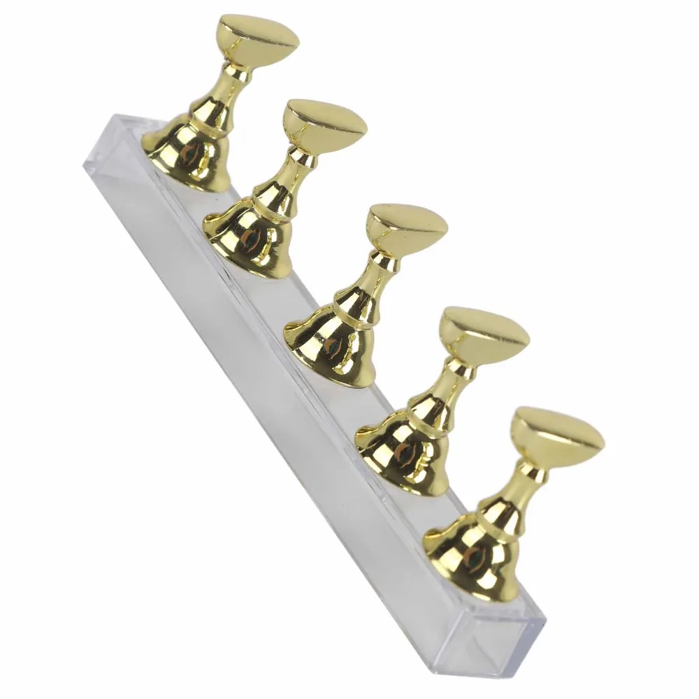 5pcs Gold Magnetic Nail Display Stand Acrylic Long Strip Acrylic Nail Showing Shelf Magnetic Adsorption False Nail Tip Holder