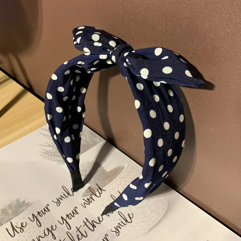 ファッショントレンド女性のワイドヘッドバンドボウノットクロススイート韓国スタイル水玉ヘアバンドかわいいフープ帽子ヘアアクセサリー