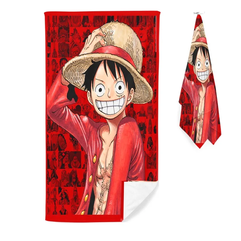 in stock Animation One Piece luffy  Running Sweat  Practical Beach Towel Swimming Bath Towel Anime Model