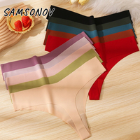 Sexy Thong Women's Seamless Panties Elasticity Solid Female Underwear Silk Thongs Women Low-Rise G-String Breathable Lingerie