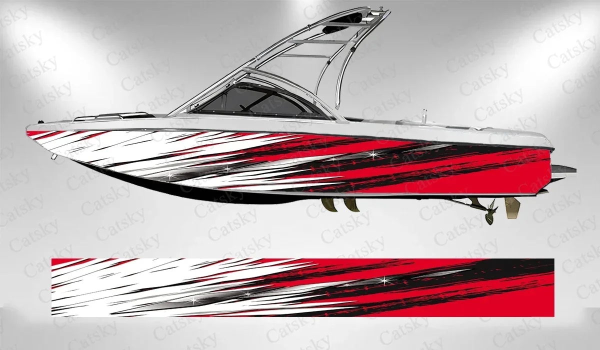 Colorful Irregular Lines Abstract Splash Cool Boat Wrap Sticker Vinyl Boat for Pontoon Deck Boat Fishing Platform Decal Sticker