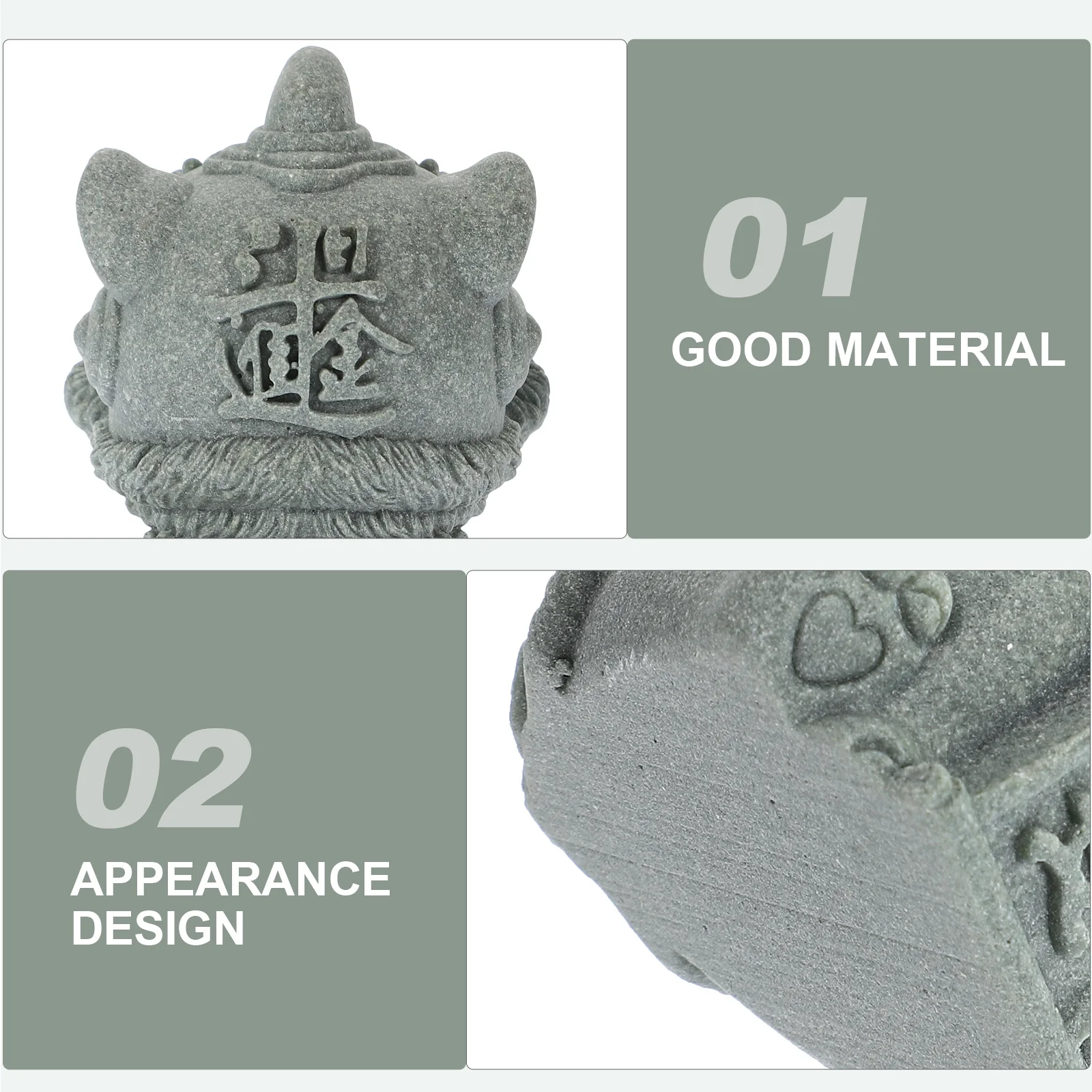 

Auspicious Resin Lion Statue Exquisite Craftsmanship Gray Material Chinese Office Decor Tea Pet