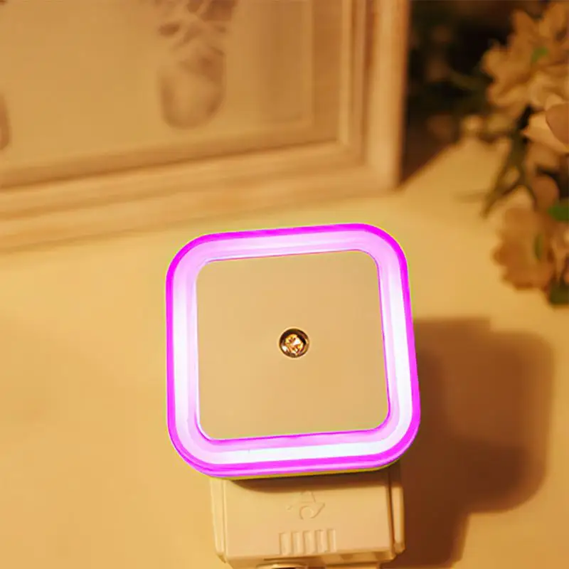 Mini Led Nachtlampje Plug In Zonsondergang Sensor Muur Nachten Lamp Vierkant Voor Slaapkamer Gang Trap Gang 110V 220V Sticker