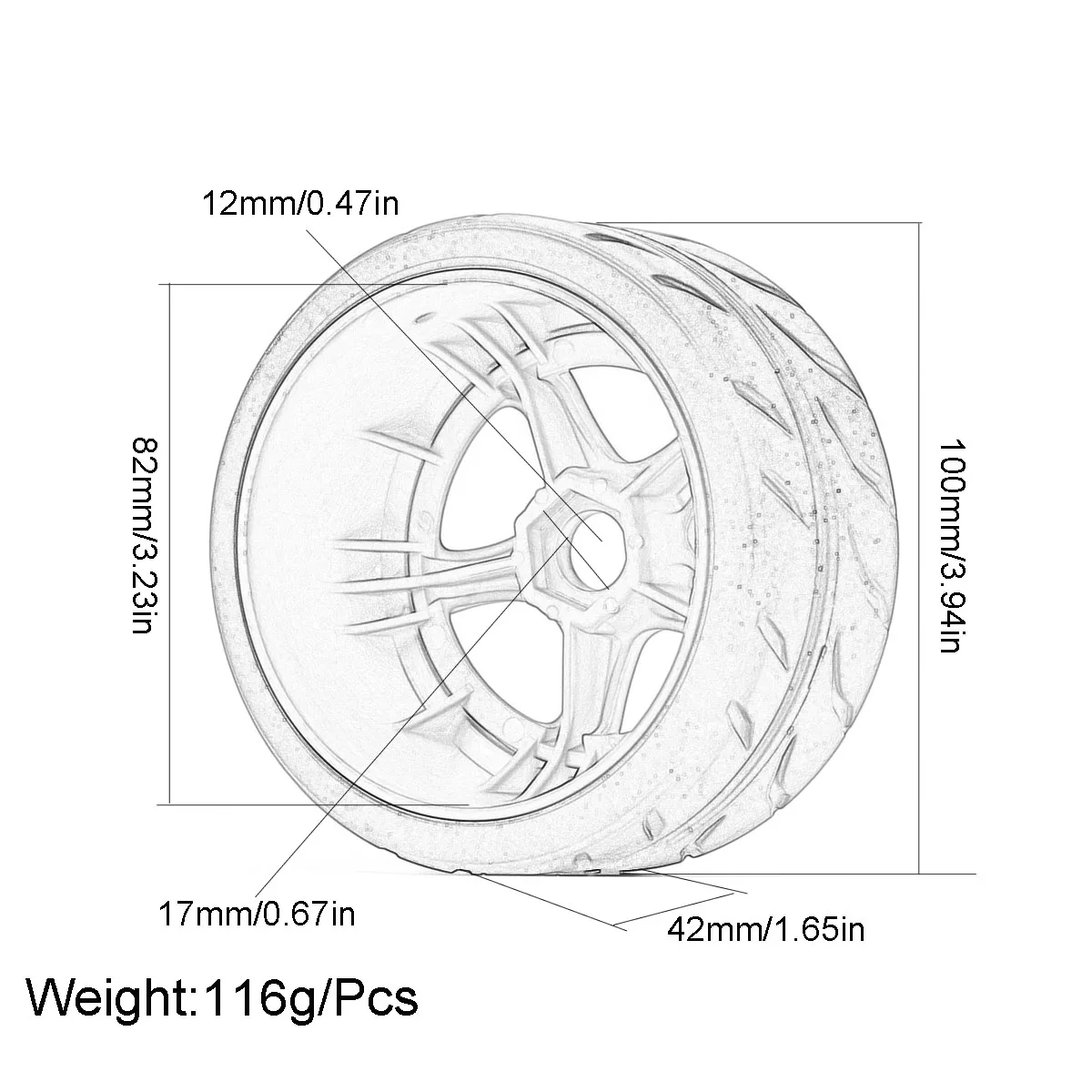 NEW ENRON 1/7 Off-Road Belted Tires Wheels rims  For RC ARRMA 1:7 FELONY INFRACTIN LIMITLESS 1/8 TLR TUNED TYPHON 6S