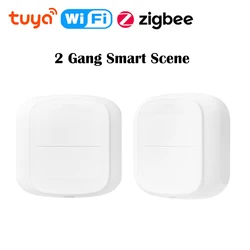 Tuya Smart WiFi/Zigbee Switch Push Button Switch 2Gang 6 Scene Wireless Smart Home Remote Controller Automation Scenario Switch