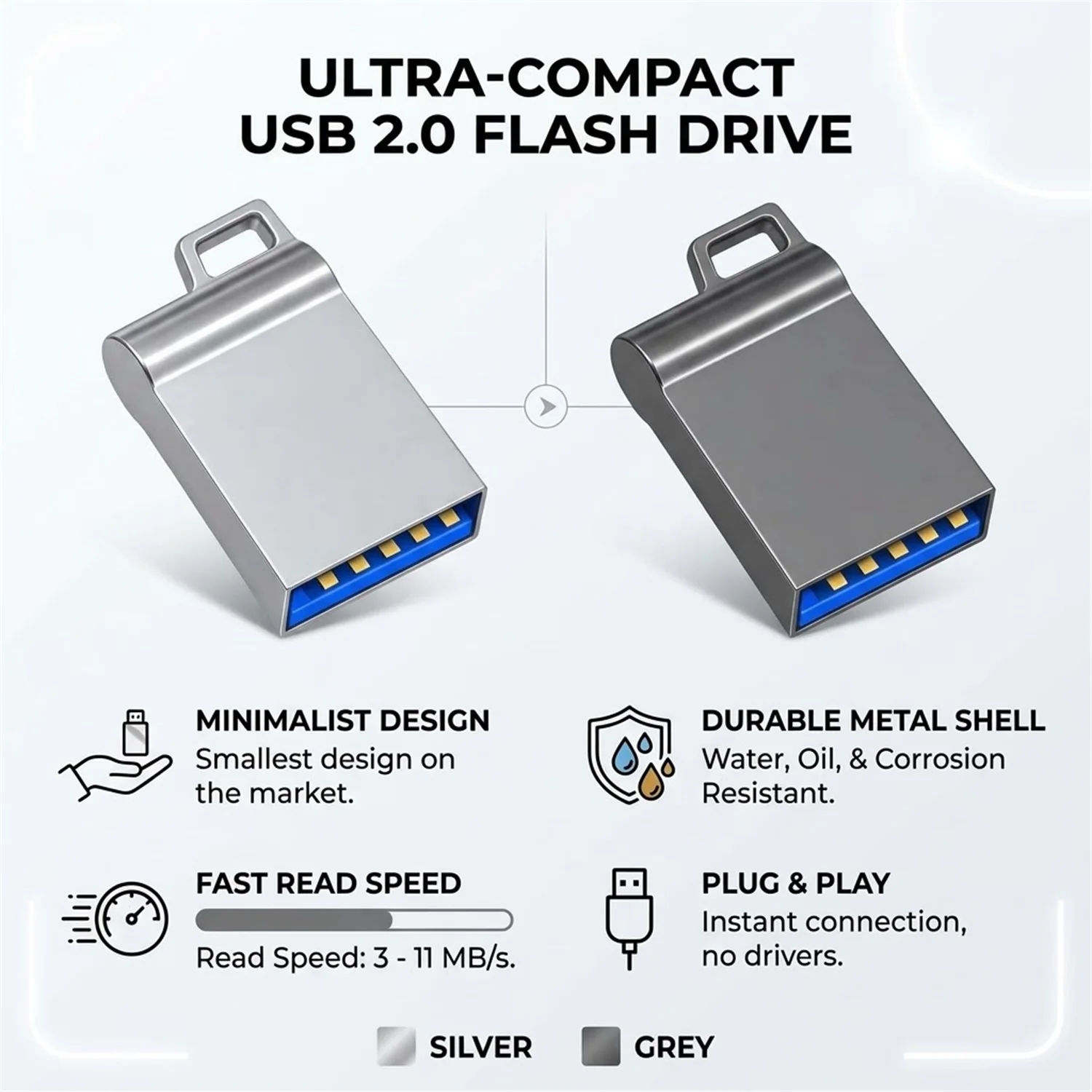 High-Speed USB Flash Drive 128GB 64GB 32GB 16GB 8GB 4GB Metal Pen Drive USB 2.0 Stick U Disk Memory Stick for Data Storage
