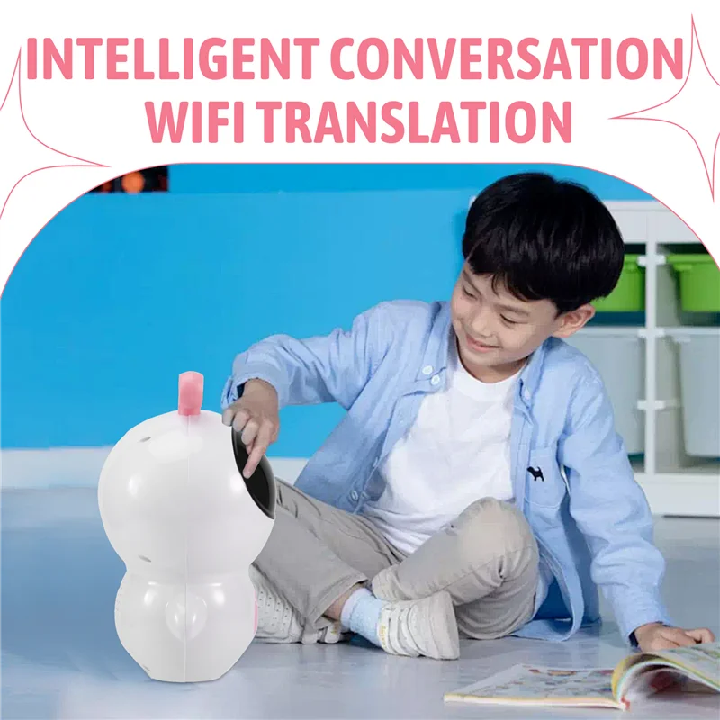 

Robot For Children' S Gift AI Intelligence, Dialogue Function, WIFI Translation, LED Light Sound Effects White Pink